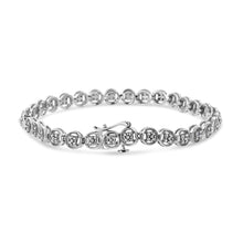 .925 Sterling Silver 1/10 Cttw Diamond Open Circle Wheel Link 7" Tennis Bracelet (I-J Color, I2-I3 Clarity)