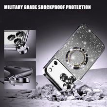 Misscase for Iphone 17 Pro Max Magnetic Glitter Case Compatible with Magsafe,Full Protection Slim Shockproof Anti-Scratch Case with Camera Lens Protector Plating Bling Dust-Proof Net Black