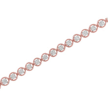 .925 Sterling Silver 1/10 Cttw Diamond Open Circle Wheel Link 7" Tennis Bracelet (I-J Color, I2-I3 Clarity)