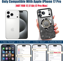 Misscase for Iphone 17 Pro Magnetic Glitter Case Compatible with Magsafe,Full Protection Slim Shockproof Anti-Scratch Case with Camera Lens Protector Plating Bling Dust-Proof Net Black
