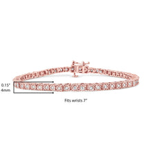 .925 Sterling Silver 1.0 Cttw Miracle-Set Diamond Round Faceted Bezel Tennis Bracelet (I-J Color, I3 Clarity)