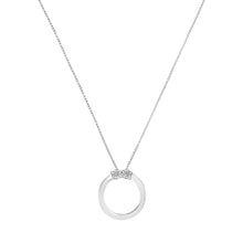 .925 Sterling Silver 1/10 Cttw Diamond Miracle-Set 2 Stone 'Together Forever' Open Circle 18" Box Chain Pendant Necklace (I-J Color, I2-I3 Clarity)