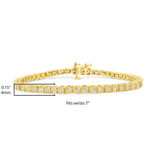 .925 Sterling Silver 1.0 Cttw Miracle-Set Diamond Round Faceted Bezel Tennis Bracelet (I-J Color, I3 Clarity)