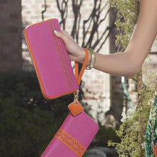 Lotus Leather Wallet-Watermelon/Orange