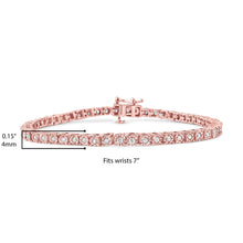 .925 Sterling Silver 1.0 Cttw Miracle-Set Diamond Round Faceted Bezel Tennis Bracelet (I-J Color, I3 Clarity)