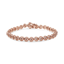 .925 Sterling Silver 1/10 Cttw Diamond Open Circle Wheel Link 7" Tennis Bracelet (I-J Color, I2-I3 Clarity)