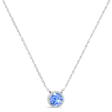 .925 Sterling Silver 1/10 Carat Blue Diamond Suspended Bezel-Set Solitaire 16"-18" Adjustable Pendant Necklace (Color Enhanced, I1-I2 Clarity)